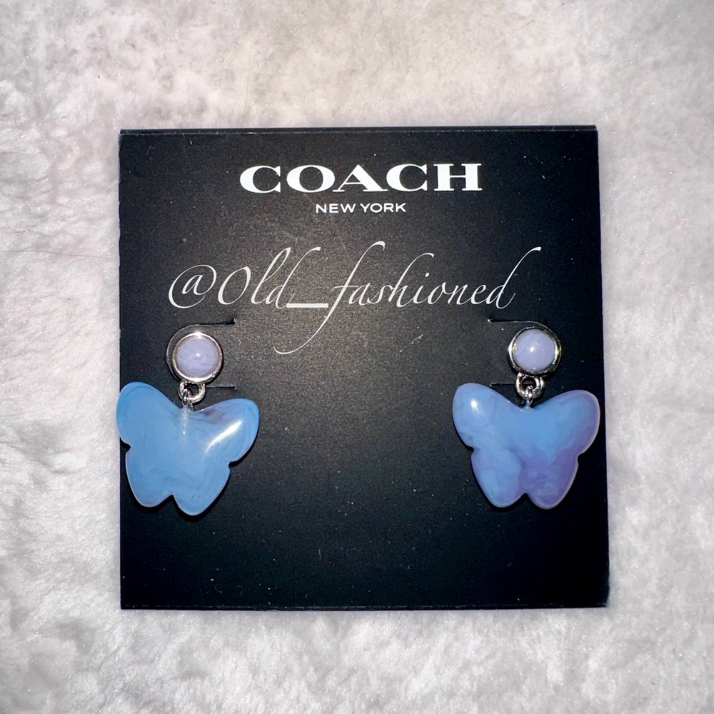 COACH Resin Butterfly Drop Earrings - Picture 5 of 7